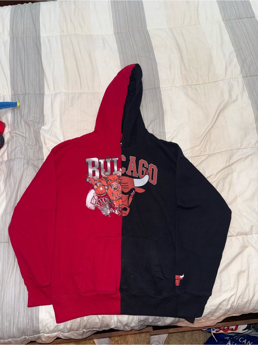 Hollister Red and Black Split Pullover Hoodie